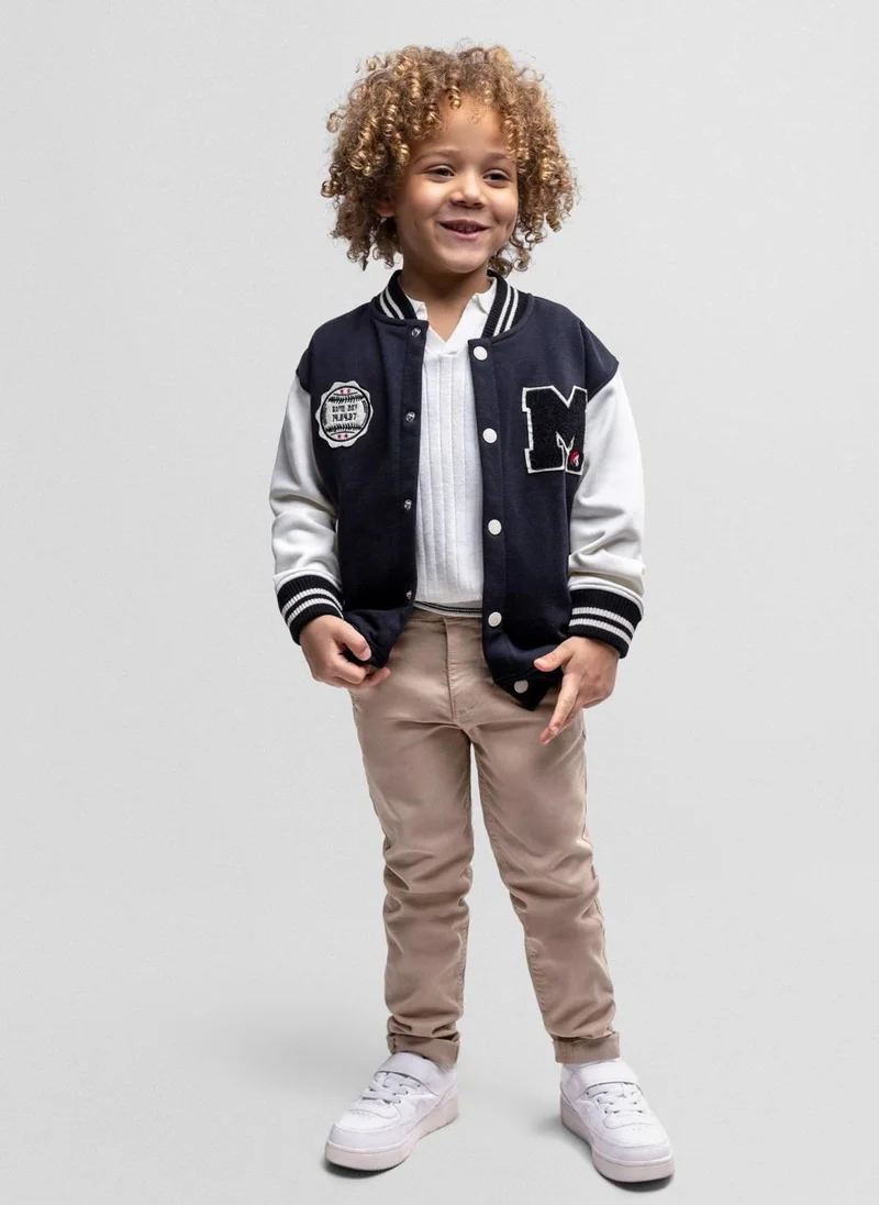مينوتي Boys lightweight baseball jacket black contrast sleeves 2-14 years